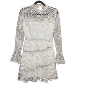 Two sisters lace long sleeve tiered mini dress size 4